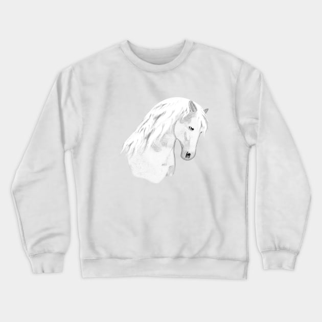 Horse Lovers White Horse Crewneck Sweatshirt by KC Morcom aka KCM Gems n Bling aka KCM Inspirations